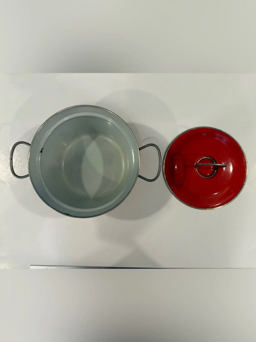 Midcentury Modern MES Red Enamel Covered Casserole Pot German Made
